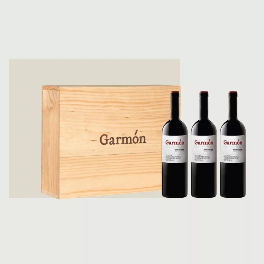 Garmón - Caja de madera 3 botellas de 75 cl