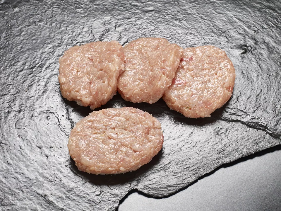 Burger Meat de Pollo Pack 4 uds aprox 150 g/unidad.