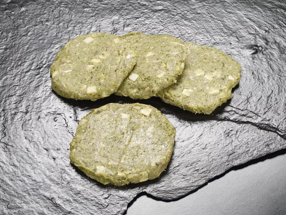 Burger Meat de Pollo y Calabacín Pack de 4 Unidades aprox 150g Unidad.
